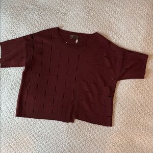 Kerisma Maroon Knit Top with Cut-Outs